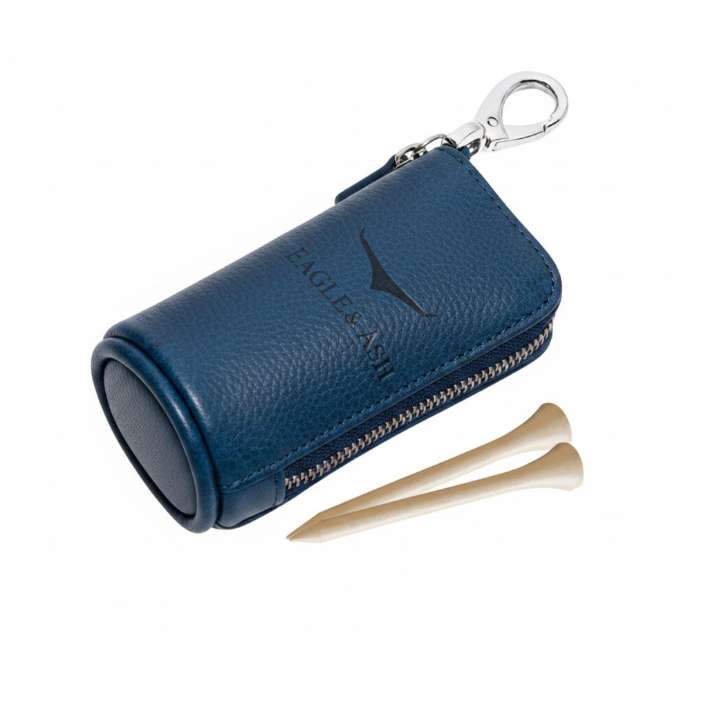 TEST Leather tee pouch zip Blue