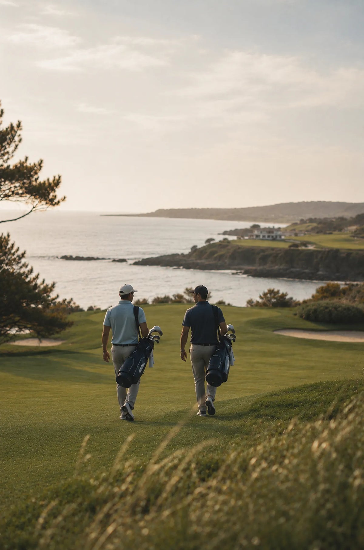 Golf field and two mans